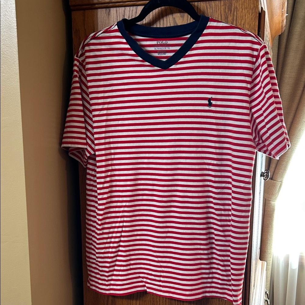 Polo by Ralph Lauren Red and White Striped Tee